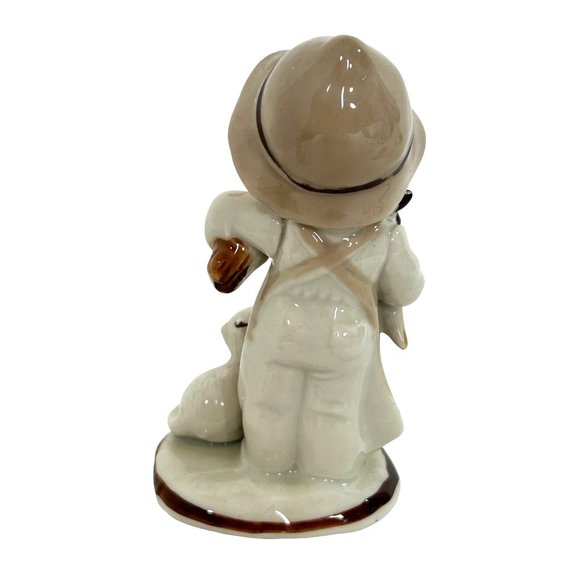 Boy & Girl Porcelain Figurines Glazed Bucolic Vintage 5” with Deer Bird Fox - Picture 10 of 14